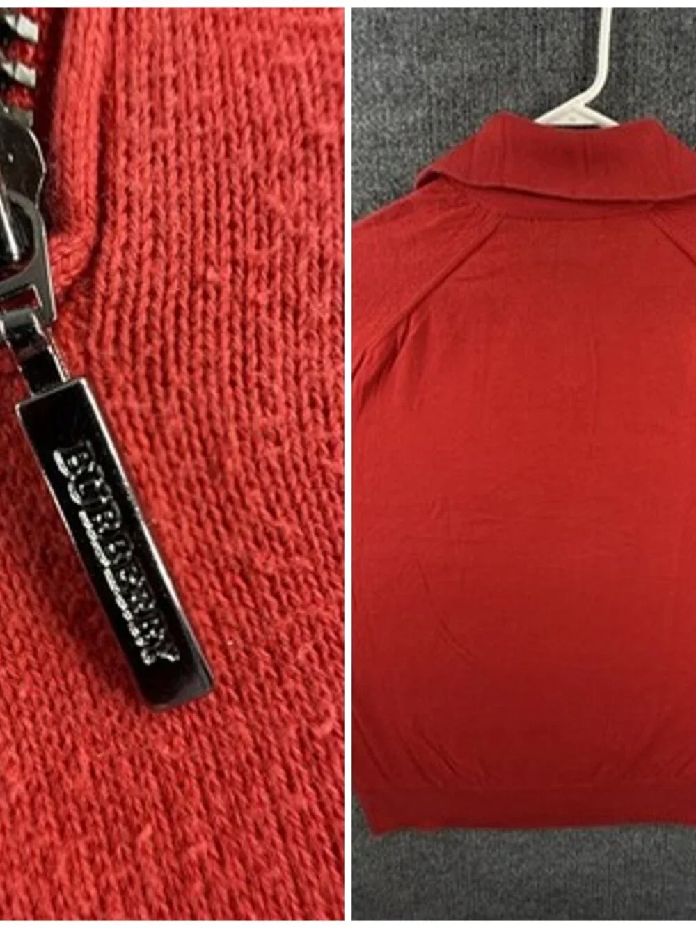 Burberry London Zip Turtleneck Red Pullover 5 Sweater Knit Solid Long Sleeve